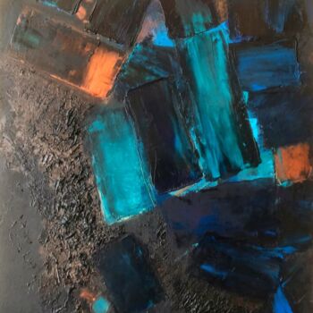 Картина под названием "Moon Stone Abstract…" - Marina Gorbachova, Подлинное произведение искусства, Масло