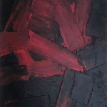 Painting titled "Red Composition" by Marina Gorbachova, Original Artwork, Oil Mounted on Other rigid panel
