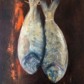 Painting titled "Two Dorado Fish Pai…" by Marina Gorbachova, Original Artwork, Oil