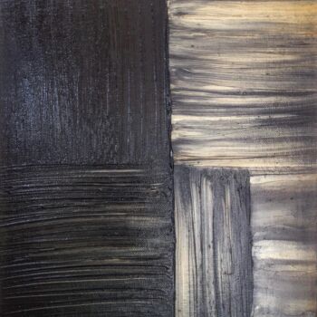 Schilderij getiteld "Metallic Grey& Black" door Marina Gorbachova, Origineel Kunstwerk, Acryl