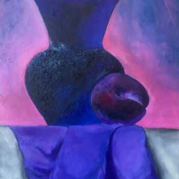 Peinture intitulée "Vase with Plum" par Marina Gorbachova, Œuvre d'art originale, Huile