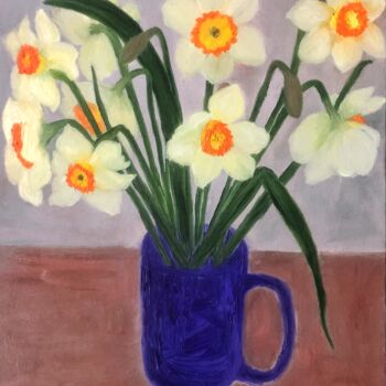 Peinture intitulée "Daffodils" par Marina Gorbachova, Œuvre d'art originale, Huile Monté sur Châssis en bois