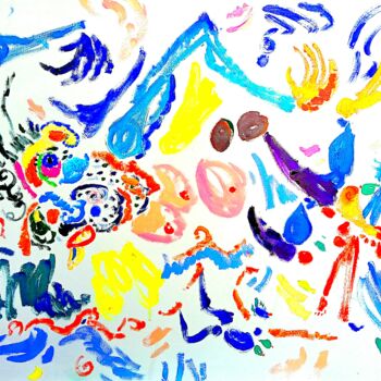 Schilderij getiteld "Cheerful swimmers" door Marina Kliman, Origineel Kunstwerk, Olie