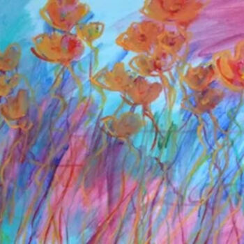 Картина под названием "Floral Fantasy #05" - Marina Krylova, Подлинное произведение искусства, Акрил Установлен на Деревянна…