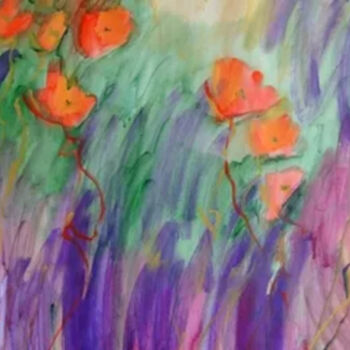 Картина под названием "Floral Fantasy #14" - Marina Krylova, Подлинное произведение искусства, Акрил Установлен на Деревянна…