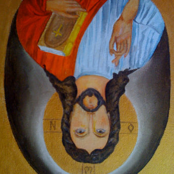 Painting titled "Icon of Jesus Christ" by Marina Mos, Original Artwork, Oil