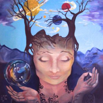 Painting titled "Meditation" by Marina Mos, Original Artwork, Oil