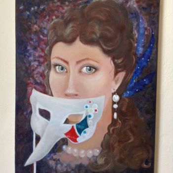 Painting titled "Mask" by Marina Mos, Original Artwork, Oil