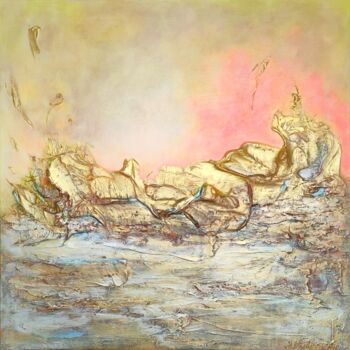 「Ocean № 14」というタイトルの絵画 Marina Okulovaによって, オリジナルのアートワーク, アクリル ウッドストレッチャーフレームにマウント