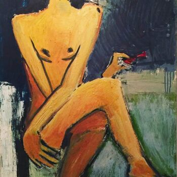 Painting titled "smoking.jpg" by Marina Oz, Original Artwork, Oil