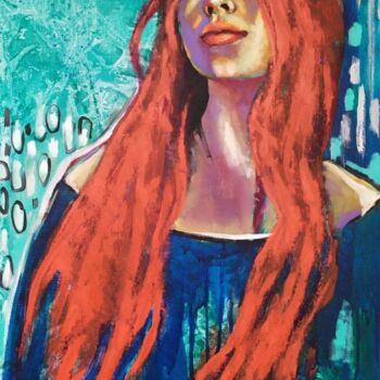 Peinture intitulée "Girl with red hair…" par Marina Petrova, Œuvre d'art originale, Huile