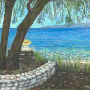 Peinture intitulée "Sea view" par Marina Petsali, Œuvre d'art originale, Pastel