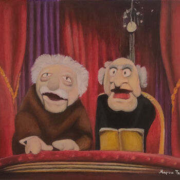 Malerei mit dem Titel "my Muppet Show" von Marina Petsali, Original-Kunstwerk, Öl