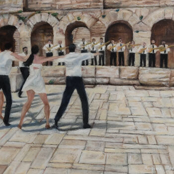 Pintura titulada "Syrtaki dance" por Marina Petsali, Obra de arte original, Pastel