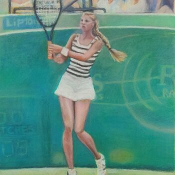 Peinture intitulée "Tennis player" par Marina Petsali, Œuvre d'art originale, Pastel