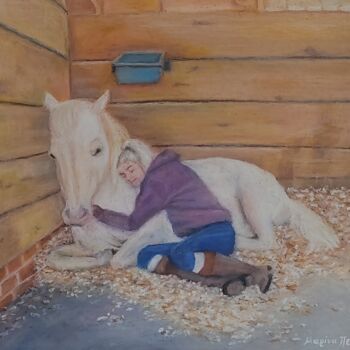 Painting titled "The hug" by Marina Petsali, Original Artwork, Pastel