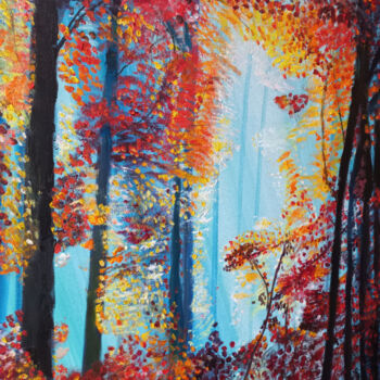 Schilderij getiteld "Fall Forest" door Marina Pingitzer, Origineel Kunstwerk, Olie