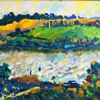 Painting titled "The river Don" by Marina Pozhidaeva, Original Artwork, Oil