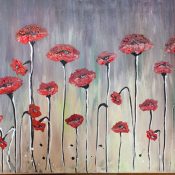 Painting titled "Poppies" by Marina Pronsky, Original Artwork, Acrylic