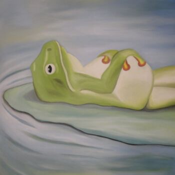 Painting titled "FROGY" by Marina Pylypenko, Original Artwork, Oil