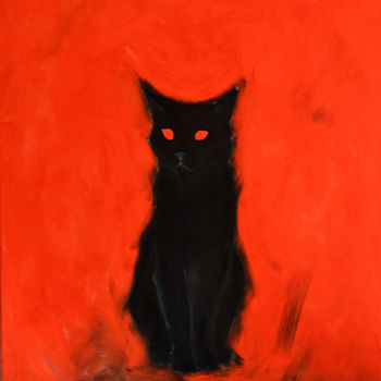 Painting titled "Kitty came" by Marina Rusalka, Original Artwork, Oil