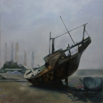 Painting titled "Old Ship" by Marina Shkarupa, Original Artwork, Acrylic