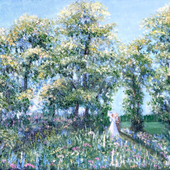 Painting titled "Весна" by Marina Shishkina, Original Artwork, Oil Mounted on Wood Stretcher frame