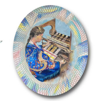 Pintura titulada "Ткачиха" por Marina Sholokhova, Obra de arte original, Oleo