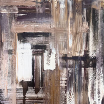 Peinture intitulée "White-brown abstrac…" par Marina Skromova, Œuvre d'art originale, Acrylique