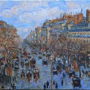 Painting titled "Boulevard Montmartr…" by Marina Smirnykh, Original Artwork, Oil