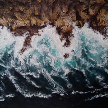 Painting titled "Ocean" by Marina Ternavskaya, Original Artwork, Acrylic Mounted on Wood Stretcher frame
