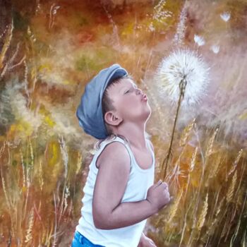 「Nice boy」というタイトルの絵画 Marina Ternavskayaによって, オリジナルのアートワーク, オイル 段ボールにマウント