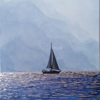 제목이 "Sailing ship"인 미술작품 Marina Ternavskaya로, 원작, 아크릴 나무 들것 프레임에 장착됨