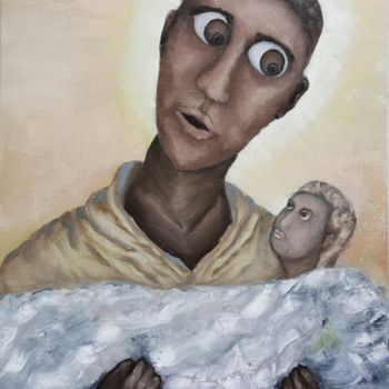 Painting titled "Saint Benedict, The…" by Plaline, Original Artwork, Oil