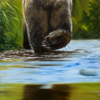 Painting titled "The boss of Taiga" by Marina Zotova, Original Artwork, Oil Mounted on Wood Stretcher frame