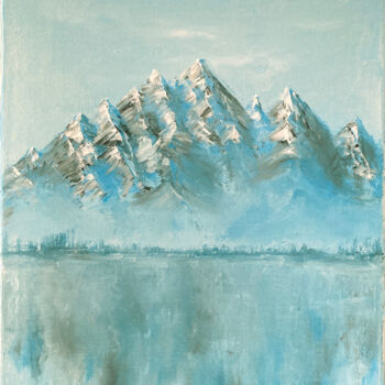 Painting titled "Mountain freshness,…" by Marina Zotova, Original Artwork, Oil Mounted on Wood Stretcher frame