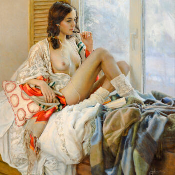 Картина под названием "Sunday morning" - Marina, Подлинное произведение искусства, Масло