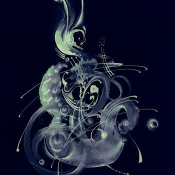 Peinture intitulée "Rabbit-Violinist" par Marina Boytsova, Œuvre d'art originale