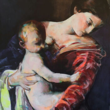 Painting titled "Madonna barroca" by Marina Del Pozo, Original Artwork, Acrylic Mounted on Wood Stretcher frame