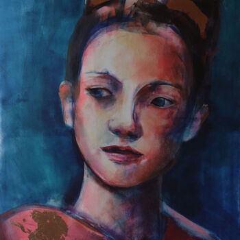 Painting titled "Thinking about it" by Marina Del Pozo, Original Artwork, Acrylic Mounted on Wood Stretcher frame