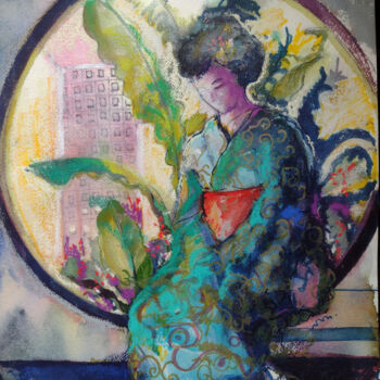 Painting titled "Kimono" by Marina Del Pozo, Original Artwork, Pastel