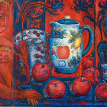 "Triptych in Red and…" başlıklı Tablo Marina Kalinovsky tarafından, Orijinal sanat, Petrol
