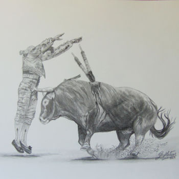 Drawing titled "El banderillero" by Guillermo Mateos Suero, Original Artwork, Graphite