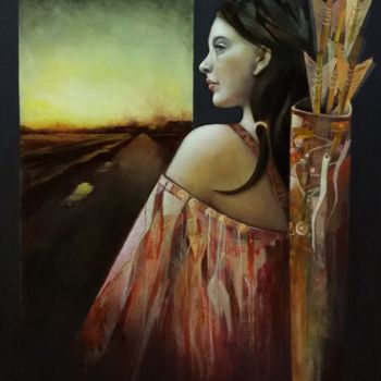 Peinture intitulée "La Cacciatrice" par Marina Mian, Œuvre d'art originale