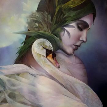 Peinture intitulée "Leda e il Cigno" par Marina Mian, Œuvre d'art originale