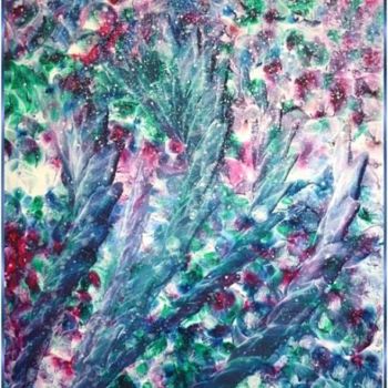 Painting titled "Hi-vert-bleu" by Marina Presti, Original Artwork, Oil