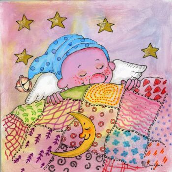 Ζωγραφική με τίτλο "Sleeping Ange with…" από Marina Sciascia, Αυθεντικά έργα τέχνης, Ακρυλικό
