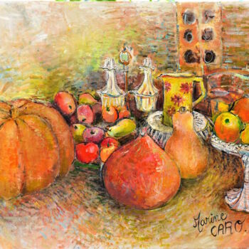 Painting titled "Les fruits de saison" by Marine Caro, Original Artwork, Acrylic