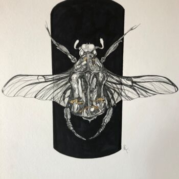 图画 标题为“Insecte doré” 由Marine Cassat (Alpha Zêt’Art), 原创艺术品, 标记