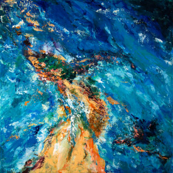 Painting titled "Abstract seascape #…" by Marine K. Colibri, Original Artwork, Acrylic Mounted on Wood Stretcher frame